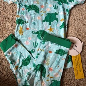 Little Sleepies Aqua and Green Turtle Pajama Set